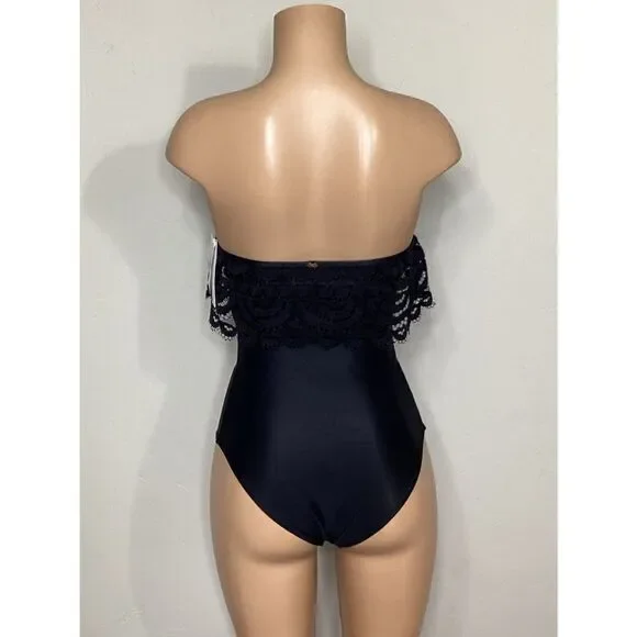 New. Pilyq black lace one piece